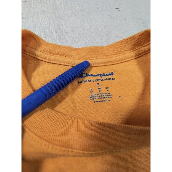 CHAMPION T Shirt Men's Small Purple Logo Graphic Yellow Short Sleeve Crew Neck - Picture 8 of 10
